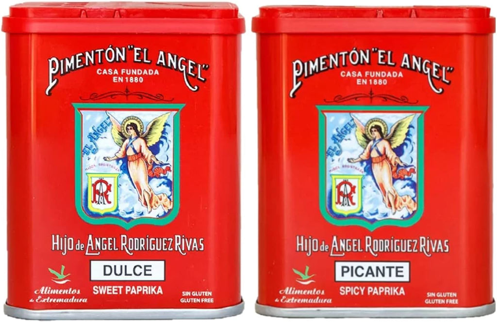 Spanish Smoked Paprika. Hot & Sweet. Set of 2 tins. El Angel Brand (since 1880)
