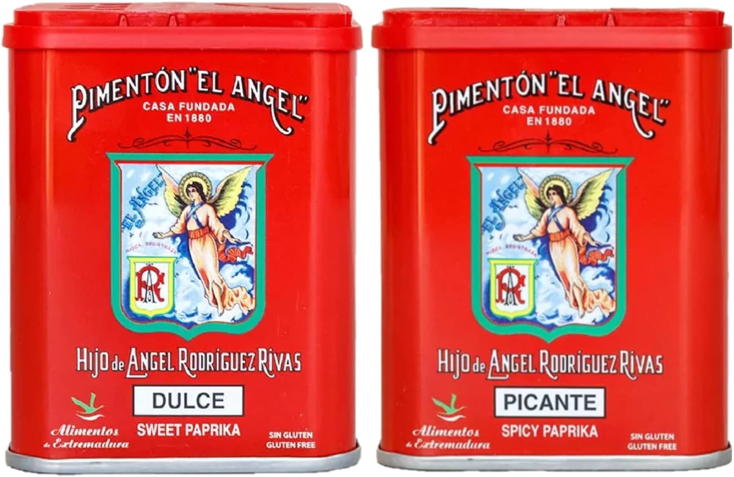 Spanish Smoked Paprika. Hot & Sweet. Set of 2 tins. El Angel Brand (since 1880)