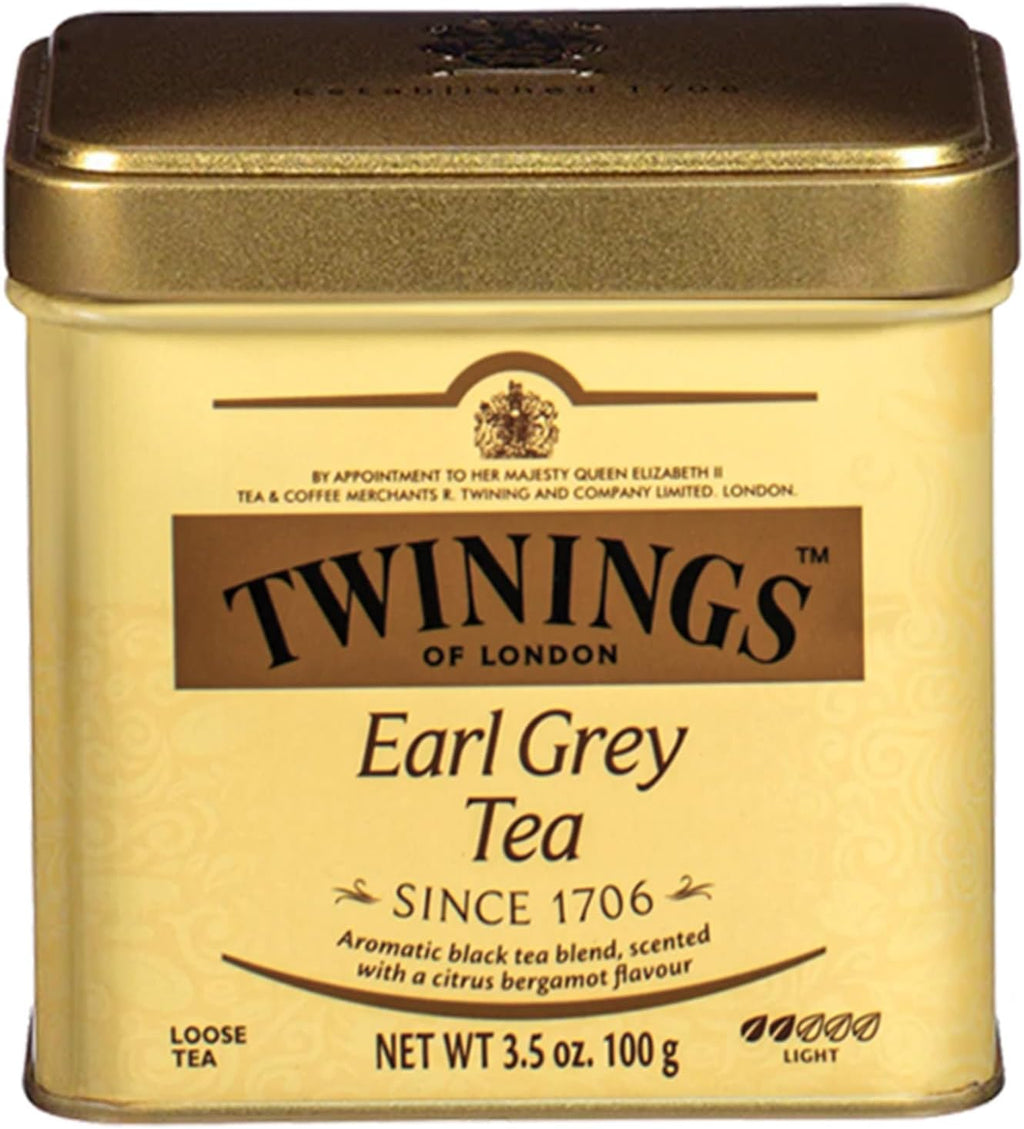 Twinings Earl Grey Loose Black Tea Tins, 3.53 Ounce Tins (Pack of 6), Flavoured with Citrus and Bergamot, Caffeinated, Enjoy Hot or Iced