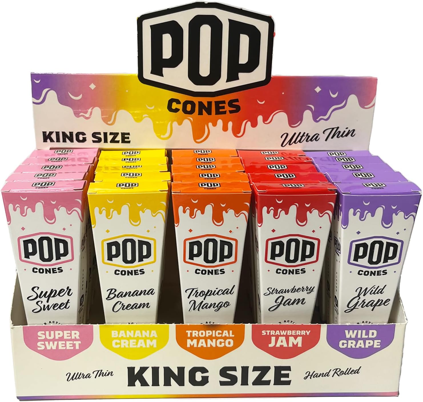 Ultra Thin King Sized Variety Pack - 25 Packs, 3 Cones per Pack, Mixed
