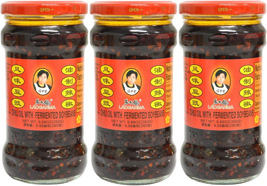 LaoGanMa Chili Oil With Fermented Soybeans 老乾媽風味豆豉 9.88 Oz. (Pack of 3)