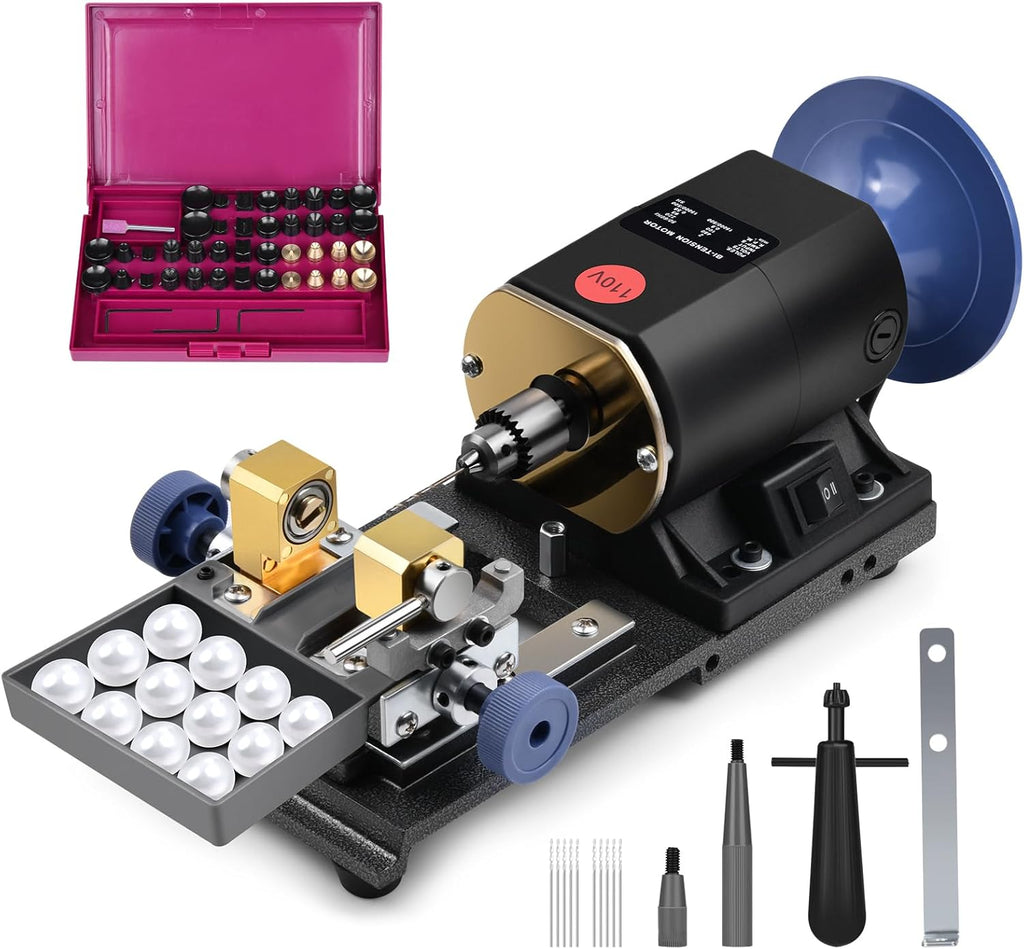 450W Pearl Drilling Machine, 110V Coral Driller Pearl Ounching Machine Bead Drill Speed Adjustable for Stones Crystals Jewelry Making