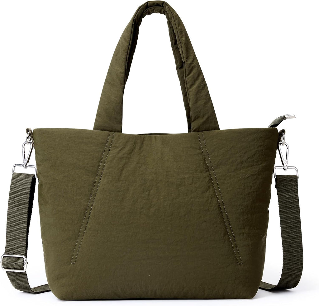 KALIDI Quilted Carryall Tote Bag, Large Puffer Crossbody Women Handbags Shoulder Soft Fluffy Lightweight Travel