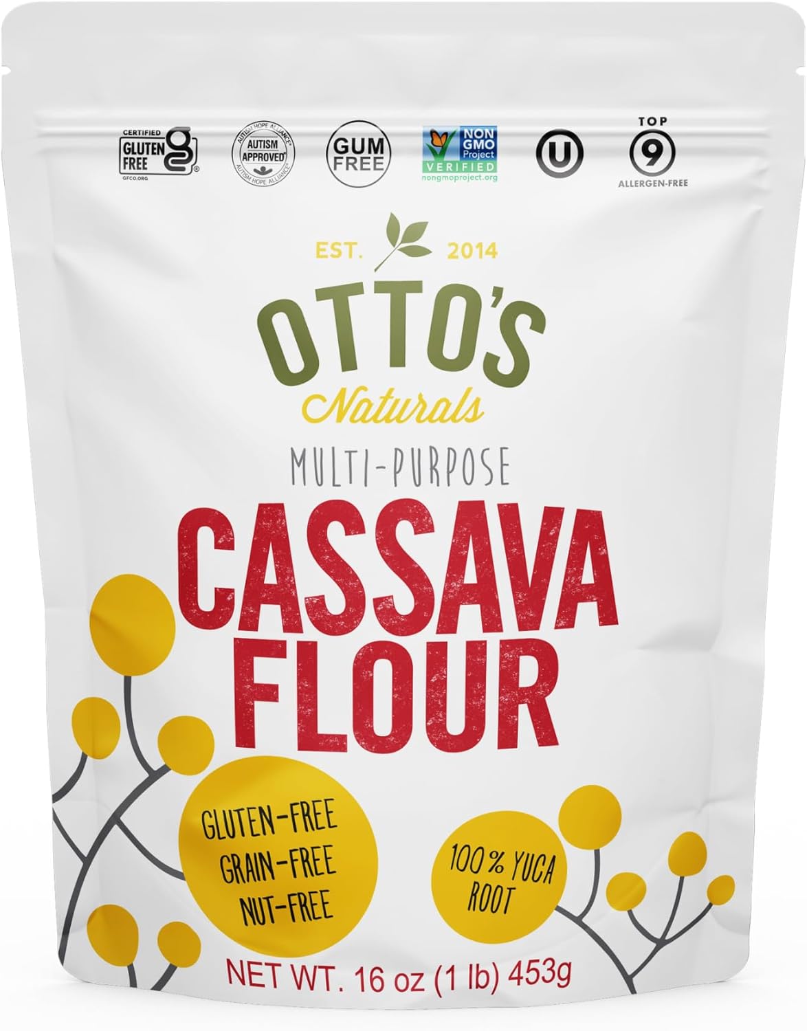 Otto's Naturals Multi-Purpose Cassava Flour, Non-GMO, Gluten-Free, Grain, Nut and Gum-Free, 1-to-1 Wheat Alternative, Paleo, AIP, 1 lb