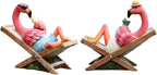 MUAMAX 2Pcs Pink Flamingo Figurines Resin Flamingo Bird Sculpture,Small Flamingo Ornaments for Coastal Home Wedding Decor, Housewarming Flamingo Gifts for Woman,Desk Tropical Holiday Decoration