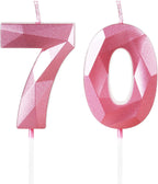 Number 70 Candles,70th Birthday Candles,Pink Happy Birthday Candle for Cake,3D Design Cake Topper Decorations for Women Birthday Party Wedding Anniversary Celebration Supplies
