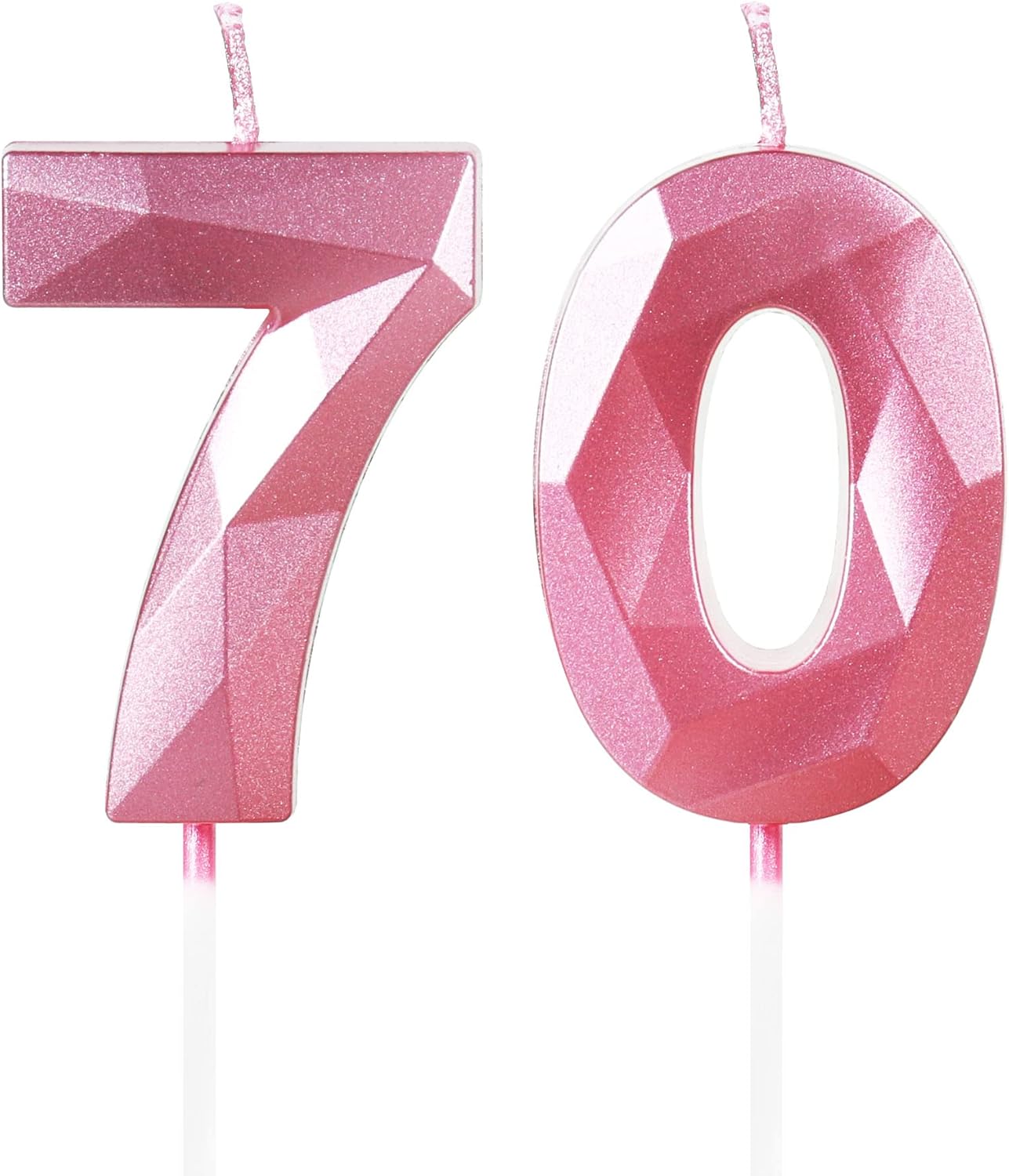 Number 70 Candles,70th Birthday Candles,Pink Happy Birthday Candle for Cake,3D Design Cake Topper Decorations for Women Birthday Party Wedding Anniversary Celebration Supplies