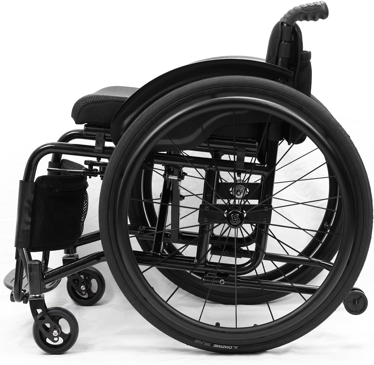 Lightweight Sports Foldable Mute Wheelchair All Terrain Aluminum,Adjustable Footrest Suitable for Teenagers, Adults, Seniors(Black1,Seat Width 42cm/16.5in)