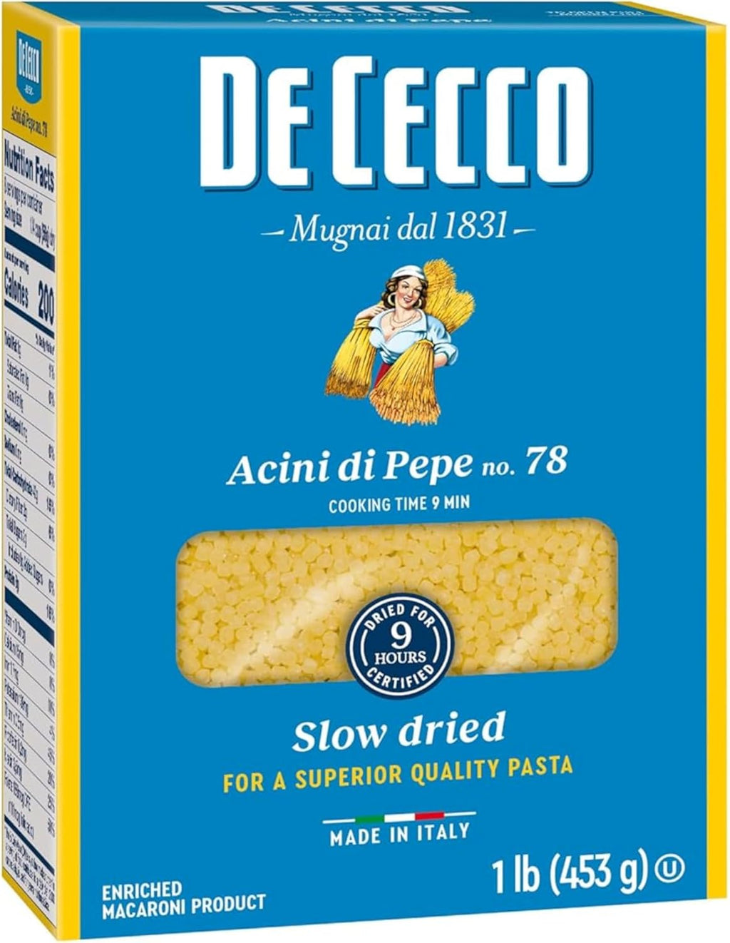 De Cecco Acini Di Pepe No. 78 Pasta, 16 Oz, Authentic, Slow Dried, Made with Semolina and Durum Wheat, Versatile Pasta for Sauces & Recipes, Made in Italy