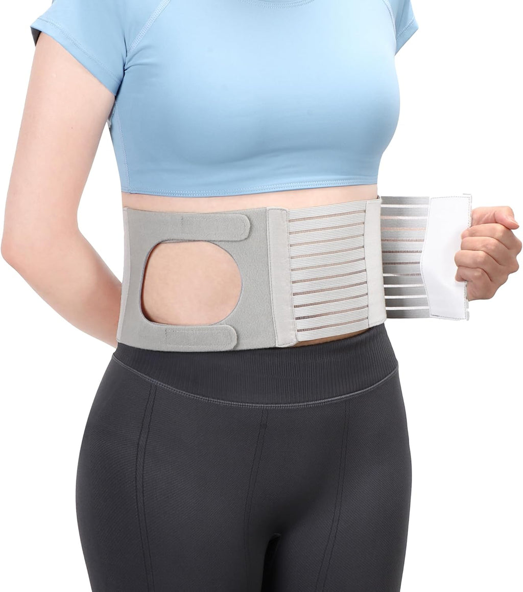 Adjustable Ostomy Hernia Belt for Men & Women - Breathable U-Shaped Design Stoma Support Belt Reduce Parastomal Hernia, Universal Support Belt Colostomy/Urostomy Bags Post Surgery Care (L)