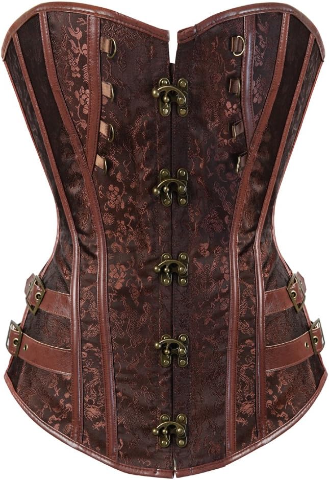 Grebrafan Steampunk Jacquard Viking Corset Bustier Top