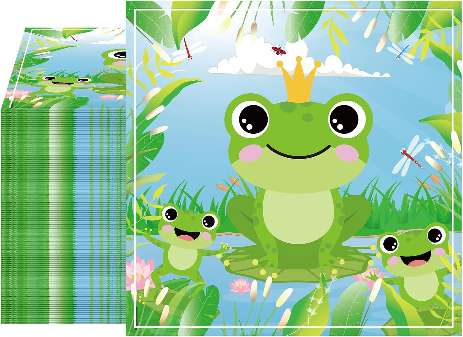 100 Pcs Frog Napkins Paper，Exquisite Frog Patterned Napkins for Home Kitchen Frog Birthday Party Decoration (Frog)