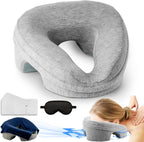 Face Down Pillow for Massage Table, Massage Headrest for Bed, Stomach Sleeping Pillow with Face Cradle Pad, BBL Pillow After Surgery Post Eye Surgery Recovery, Massage Pillow with Removable Cover Grey