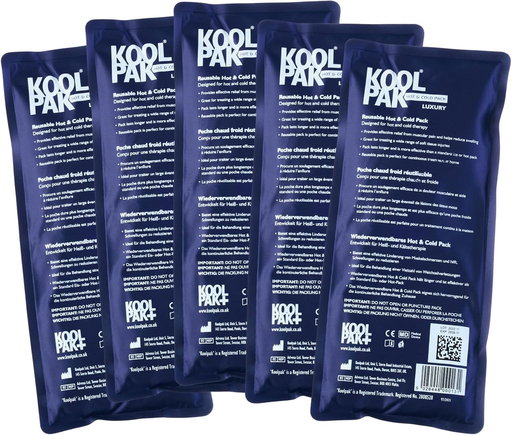 KOOLPAK Luxury Reusable HOT & Cold Pack - 12 X 29CM - Pack of 5 (Packaging May Vary)