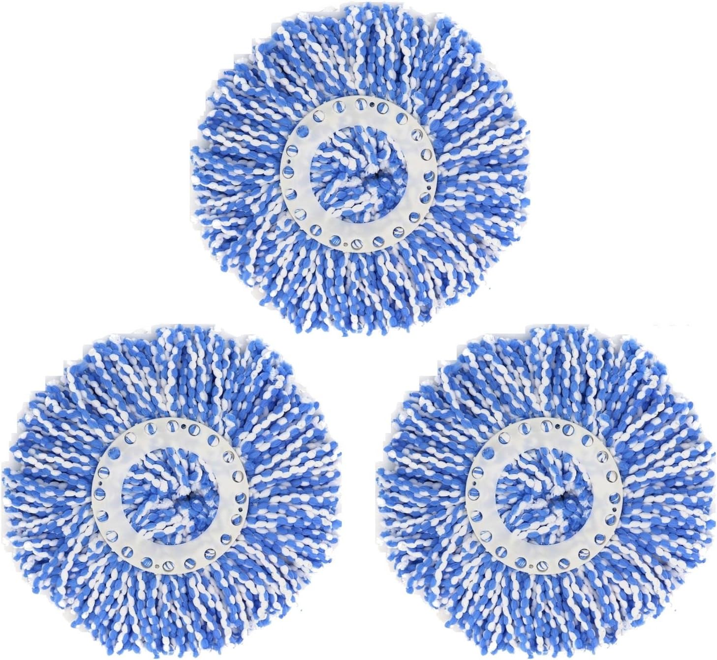3 Pack 360° Spin Magic Mop Replacement Head, Round Shape Standard Size Microfiber Mop Head Refills for Hurrica Mopnado EGOFLEX Hapinnex Casabella and Other Brands