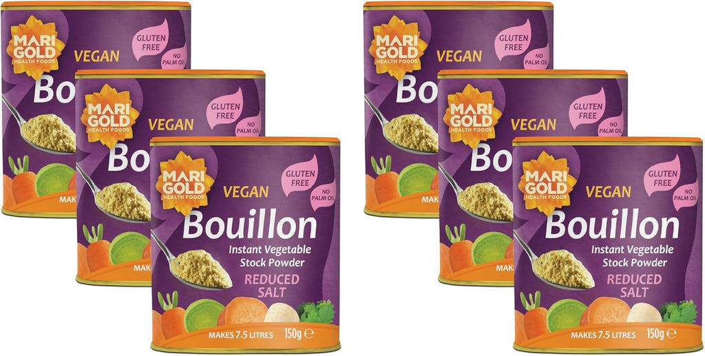 Marigold Swiss Vegetable Vegan Bouillon Powder Reduced Salt, 150g (Pack of 6)