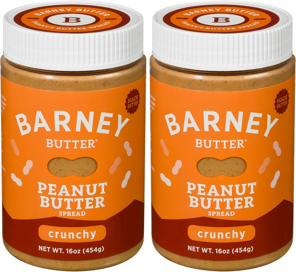 Barney Butter Peanut Butter, Crunchy, 16 Ounce Jar, Natural, No Stir, Non-GMO, Gluten Free, Keto, Vegan (Pack of 2)