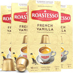 Roastesso, Aluminum Espresso Capsules, French Vanilla Natural Flavored Coffee, Compatible with Nespresso Original Machines, Medium Roast Intensity 7, Recyclable Coffee Pods, Packed in USA (40 Count)
