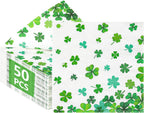 50Pcs St. Patrick's Day Shamrock Napkins, 6.5" X 6.5" Green Lucky Clover Disposable Paper Napkins Irish-Themed Birthday Party Supplies, Paper Saint Patricks Day Decorations for St. Paddy's Day Decor