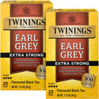Twinings Earl Grey Tea Extra Strong 2-Pack – A Bright and Zesty Black Tea Infused with Citrus Bergamot Flavours, Caffeinated Tea Bags, Individually Wrapped, 20 Count Ea