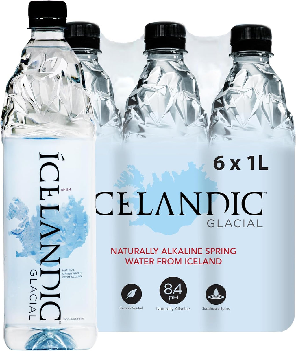 Icelandic Glacial Natural Spring Alkaline Water, 1L / 33.81 Fl Oz (Pack of 6)