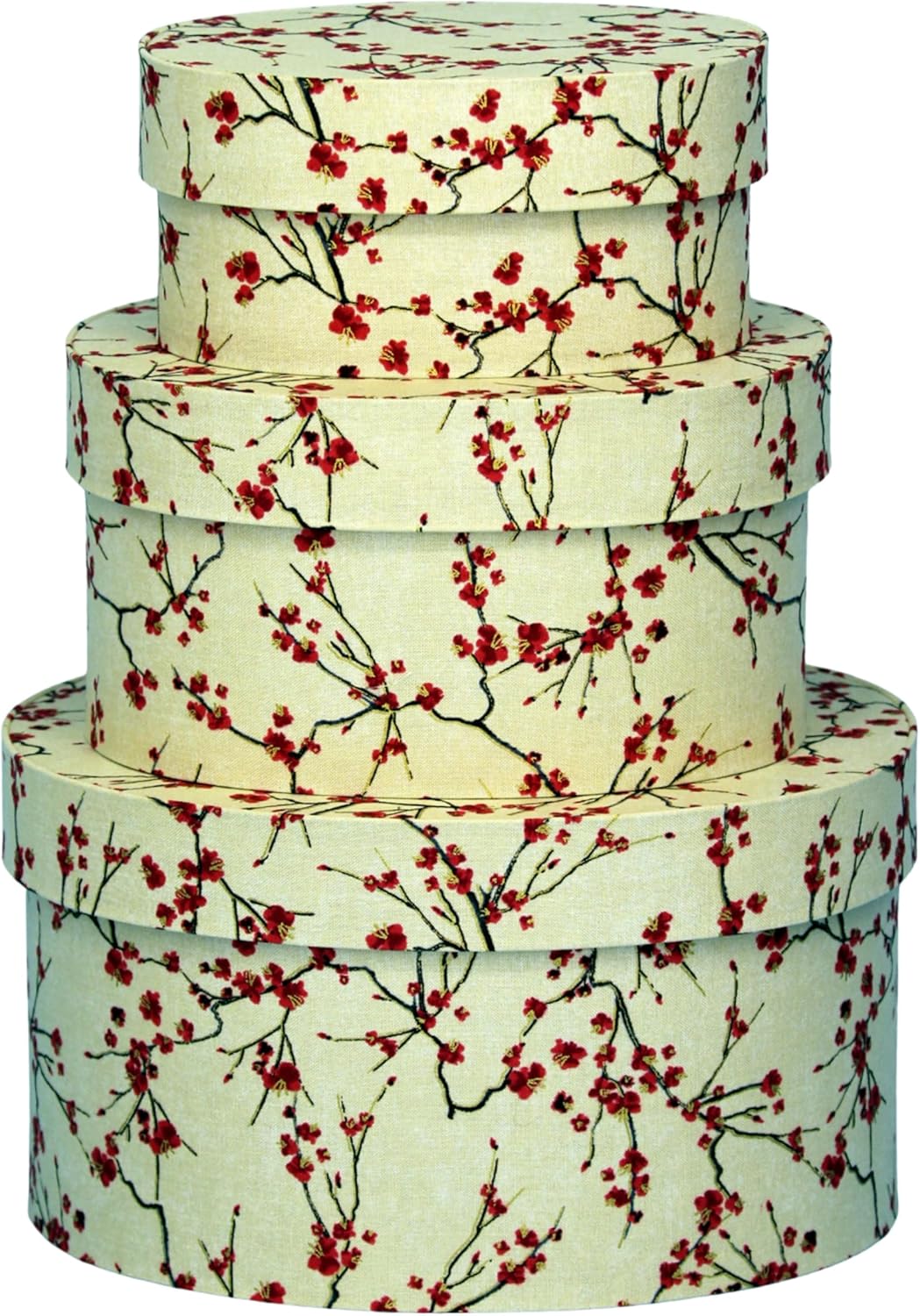 Sarah's Hat Boxes – Cherry Blossoms Decorative Gift Box Set of 3 | Elegant Reusable Storage Boxes for Gifts, Keepsakes, Jewelry, or Special Items | Unique Printed Design