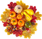 Fall Decorations 50pcs Artificial Pumpkin Set with Fake Maple Leaves & Acorns, Fall Decor for DIY Crafts Home Table Wreath Thanksgiving Halloween Autumn Harvest Party