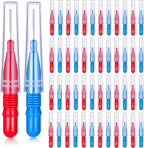 Patelai 50 Counts Braces Brush for Cleaner Interdental Brush Toothpick Dental Tooth Flossing Head Oral Dental Hygiene Flosser Toothpick Cleaners Tooth Cleaning Tool(Red, Blue)