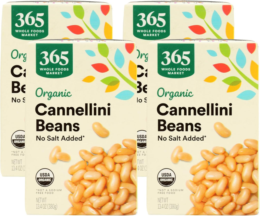 365 by Whole Foods Market, Organic Unsalted Cannellini Beans, 13.4 Ounce (Pack of 4)