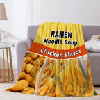 Ramen Noodle Blanket - Super Soft Flannel Throw Blanket Decor for Couch Sofa Bed All Season - Funny Food Novelty Instant Noodle Gifts for Ramen Lovers - 40"x50"-Kids/Throw Size