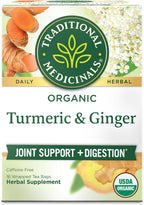 Traditional Medicinals Organic, Turmeric Tea with Ginger & Meadowsweet - Supports Normal Response to Inflammation - Kosher, Non-GMO, Caffeine-Free, Compostable - 16 Tea Bags