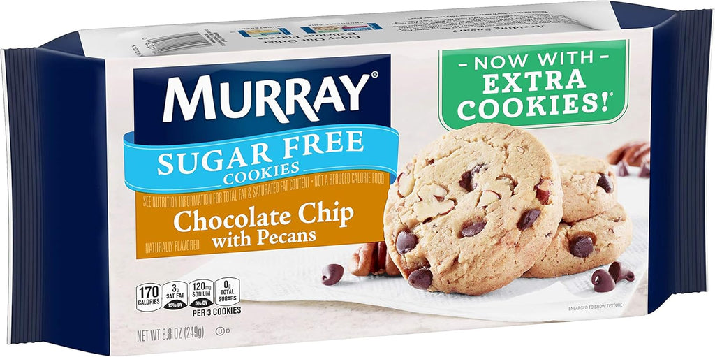 Murray Sugar Free Cookies, Chocolate Chip with Pecans, 8.8 Ounce Tray