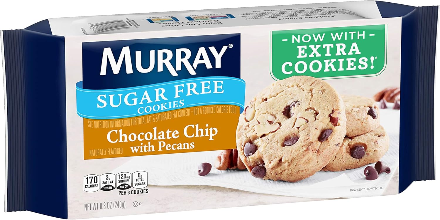 Murray Sugar Free Cookies, Chocolate Chip with Pecans, 8.8 Ounce Tray