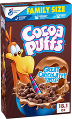 Cocoa Puffs, Chocolatey Breakfast Cereal, Made with Whole Grain, Family Size, 18.1 oz