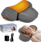 Neck Massager Pillow - 3-in-1 Neck Pillow with Battery, Travel Neck Massager Pillow for Shoulder Pain Relief, Deep Tissue Pain Relief with Heat and Stretching, Neck Hump Corrector for Women