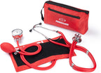 Primacare DS-9181-RD Professional Aneroid Sphygmomanometer and Sprague Rappaport Stethoscope, Manual Blood Pressure Kit with Cuff and Carrying Case, Red