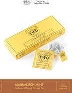TWG Tea | Marrakech Mint | Herbal Tea | Mint Leaves | 15 Hand Sewn Cotton Teabags | Gift Set