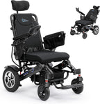 Foldable Reclining Electric Wheelchair for Adults Seniors - 20 Miles Range, 500W Motor, Lightweight Compact Portable, All Terrain, Airline Approved