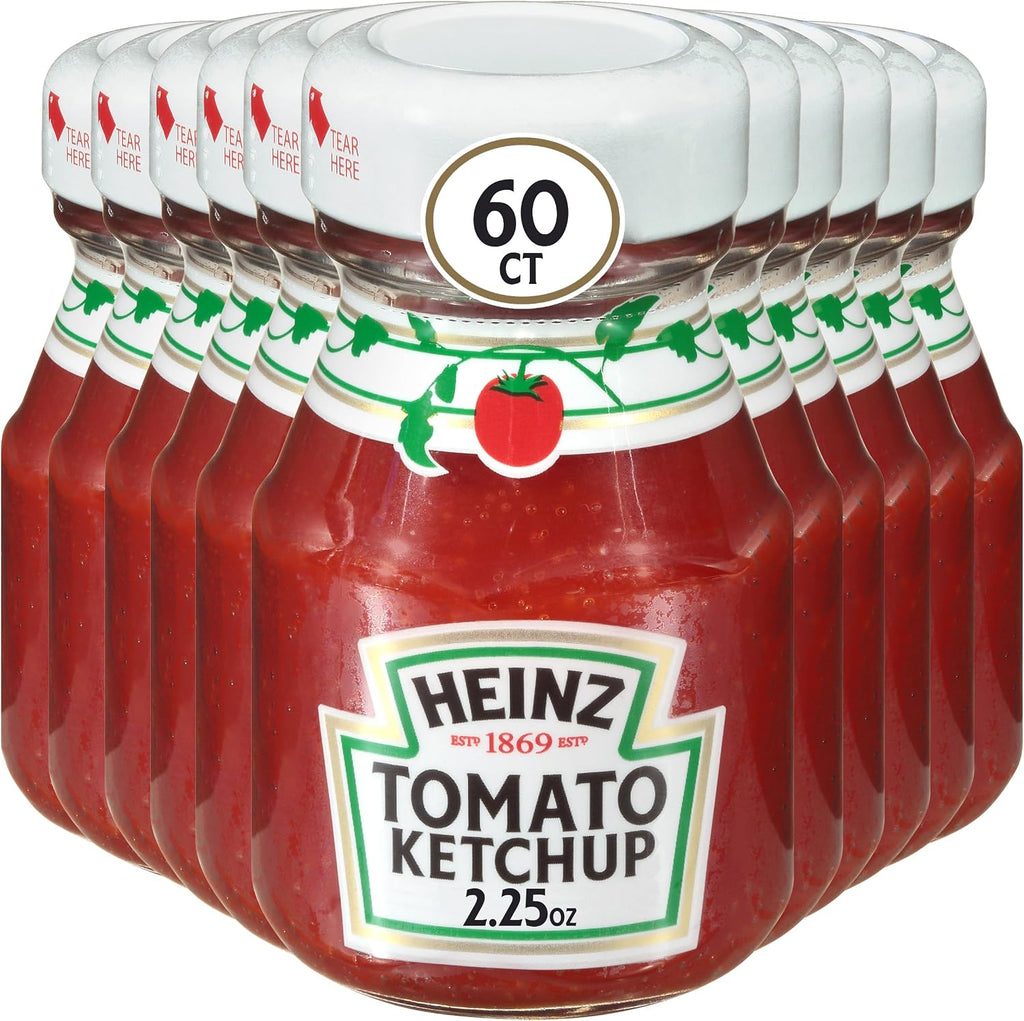 HEINZ Ketchup Single Serve Roomservice Jar, 2.25 oz. Container (Pack of 60)