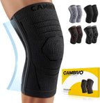 CAMBIVO Knee Brace for Women and Men with Side Stabilizer 2 Pack, Lightweight Latex Free Knee Compression Sleeves for Knee Pain Relief, Knee Sleeves for Running, Workout and Daily Activities (Black, Medium)