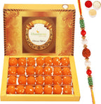 Ghasitaram Gifts Rakhi Gifts for Brothers Sugarfree Motichoor Ladoo Box 800 GMS with Beads Rakhi
