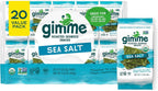 Gimme Seaweed Organic Premium Roasted Seaweed Snacks, Sea Salt, 20 Count, Keto, Vegan, Gluten-Free, Great Source of Omega3s and Iodine, Healthy On-The-Go Snack for Kids and Adults