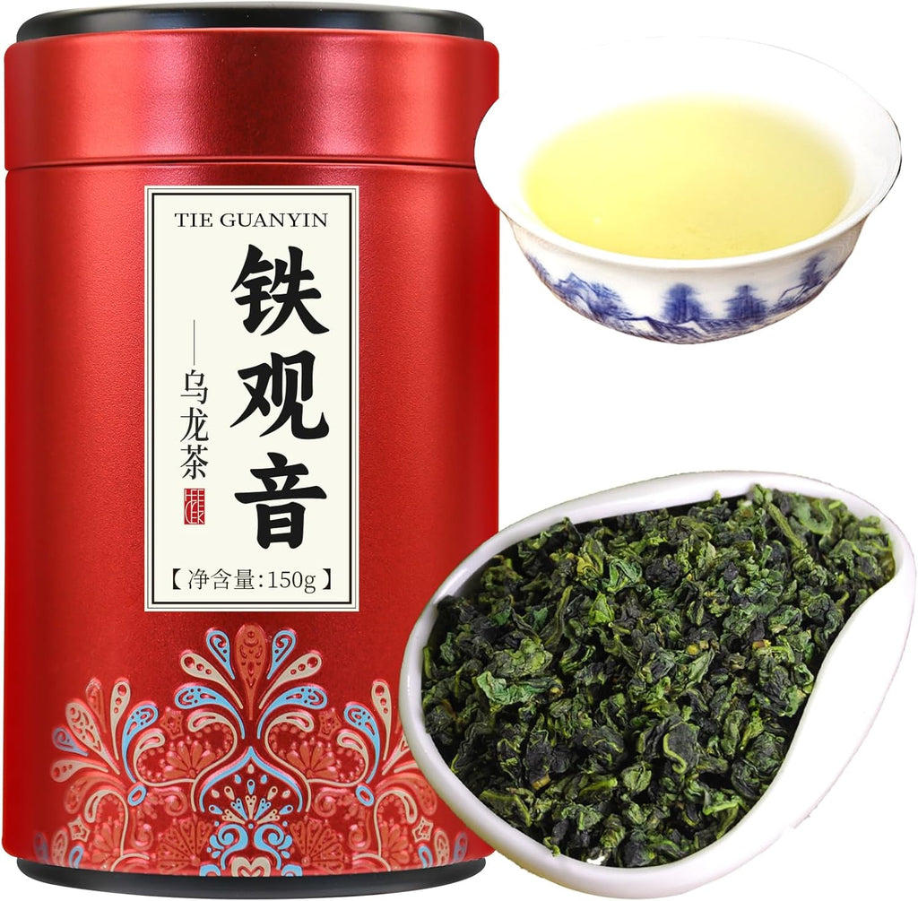 Yuexi Tie Guan Yin Oolong Tea Loose Leaf Tieguanyin Tea Iron Goddess of Mercy Oolong Chinese Tea High Mountain Strong Orchid Aroma Fujian Anxi Central Area 铁观音 安溪铁观音 乌龙茶 茶叶 5.29oz/150g
