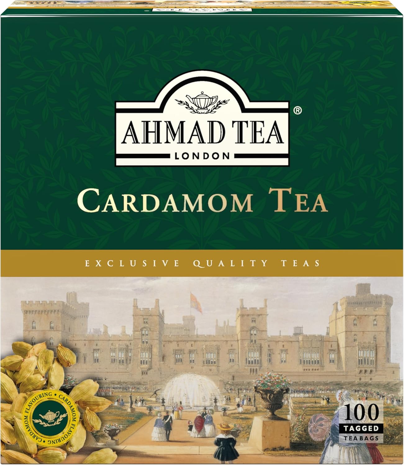 Ahmad Tea Black Tea, Cardamom Teabags (No Envelopes), 100 ct - Caffeinated and Sugar-Free