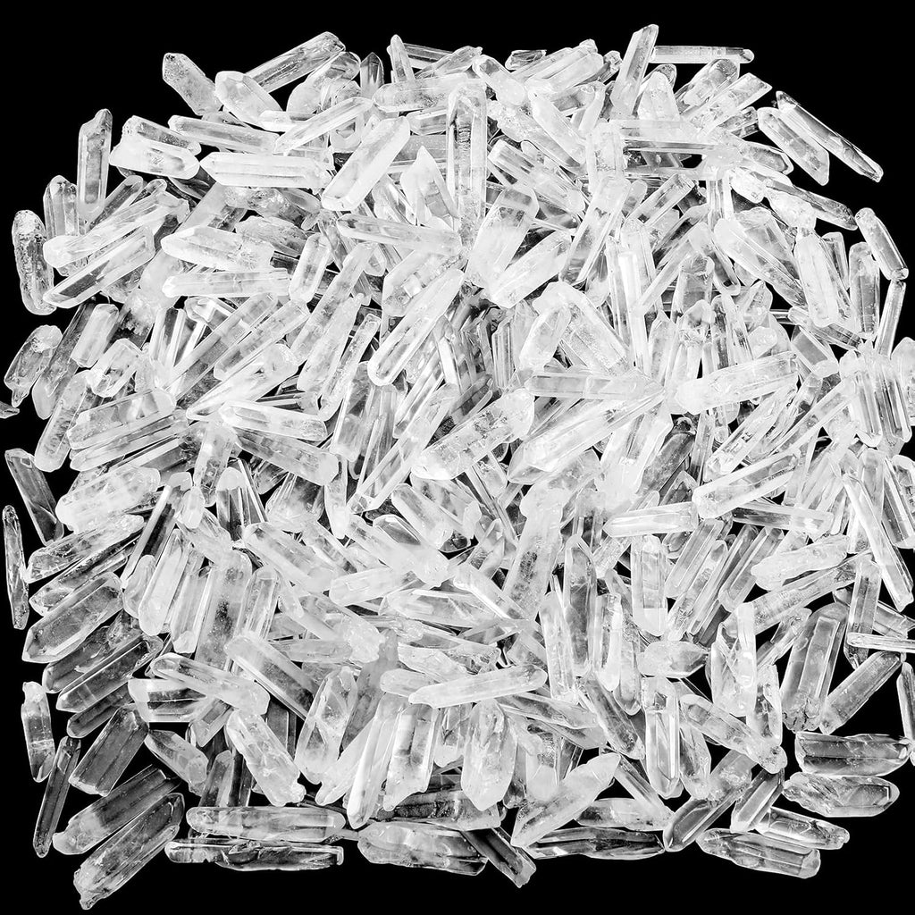 Covzoe 1Lb Clear Quartz Crystals Points, 0.6-1.6 Inch Long Natural Crystal Wands Bulk, Irregular Shape Rough Decorative Crystal Stones for Meditation, Yoga, Cleansing, Energy