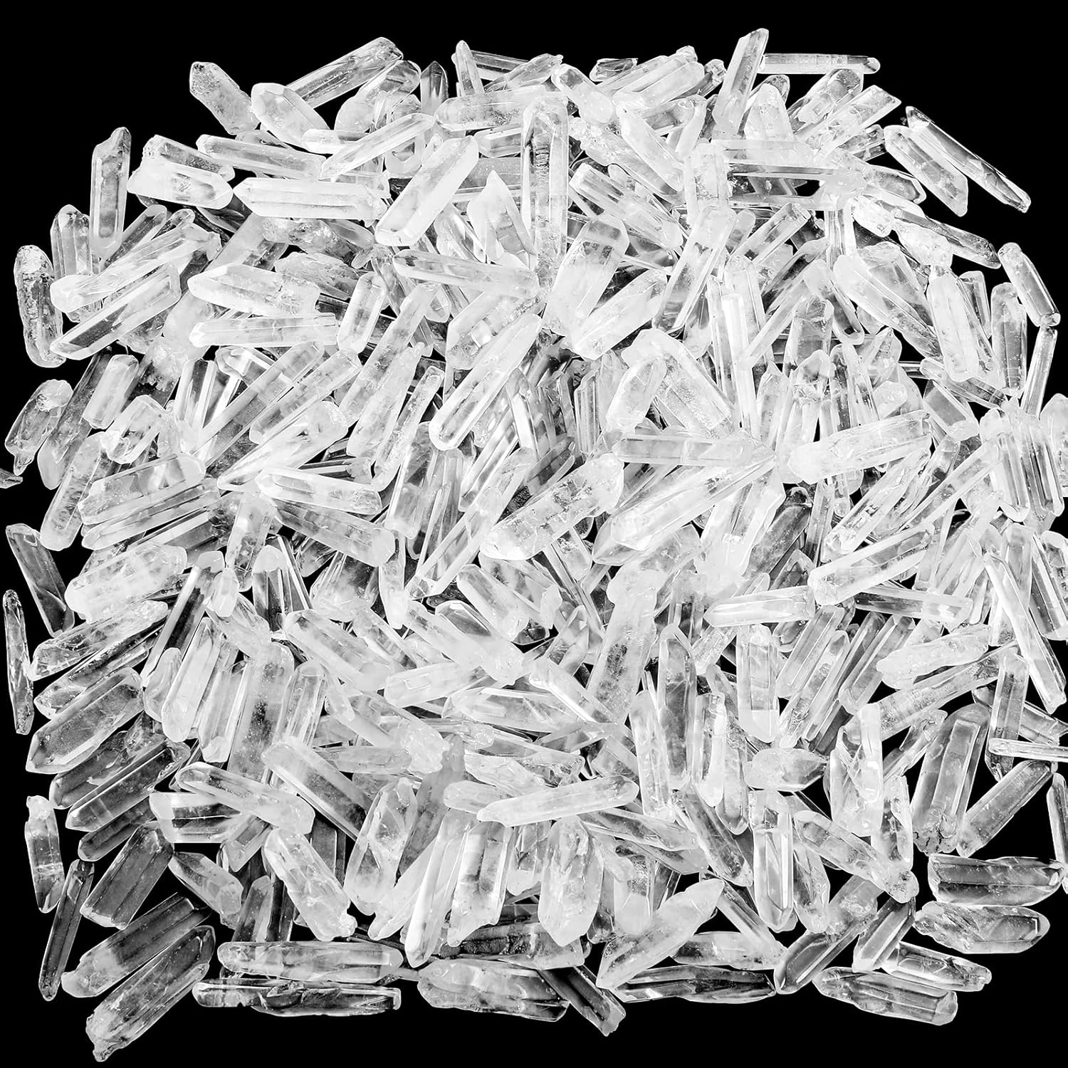 Covzoe 1Lb Clear Quartz Crystals Points, 0.6-1.6 Inch Long Natural Crystal Wands Bulk, Irregular Shape Rough Decorative Crystal Stones for Meditation, Yoga, Cleansing, Energy