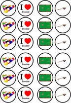 Snooker Edible Cupcake Toppers, Snooker Party Edible Cake Decorations, Sports Cake Topper Decorations for Men, Billiards Cookie Decor, 24 x 4cm / 1.5 Inch Wafer Card Discs UNCUT