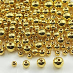 200g Pearl Beads 6mm 8mm 10mm 12mm Pearl Craft Beads Pearls Round Bulk Pearls for Bracelet Necklace Jewelry Making DIY Sewing Crafts Home Decoration Vase Filler(Gold)