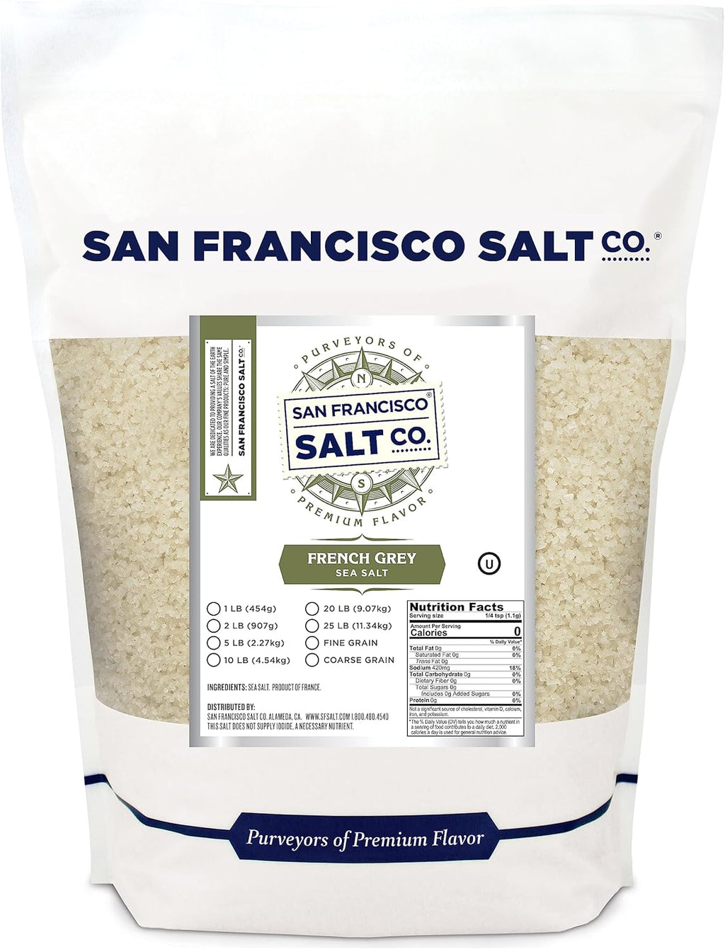 French Grey Sea Salt 2 lb Bag – Coarse Grain Celtic Salt (Sel Gris) from Guérande France – All-Natural, Kosher Gourmet Sea Salt for Cooking, Seasoning & Grilling