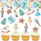 45 Pcs Edible Nutcracker Cupcake Toppers & Picks, for Christmas Birthday Baby Shower Party Decor, Holiday Treat Decorations for Kids